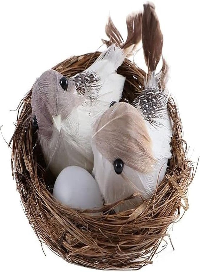 WaigN 1 Set Simulation Bird Nest with Bird and Eggs Decor, Fake Foam Feather Birds, Artificial Birds, for DIY Craft Tree Decoration Artificial Plants and Flowers, Home Decor, Decorations - Image 1